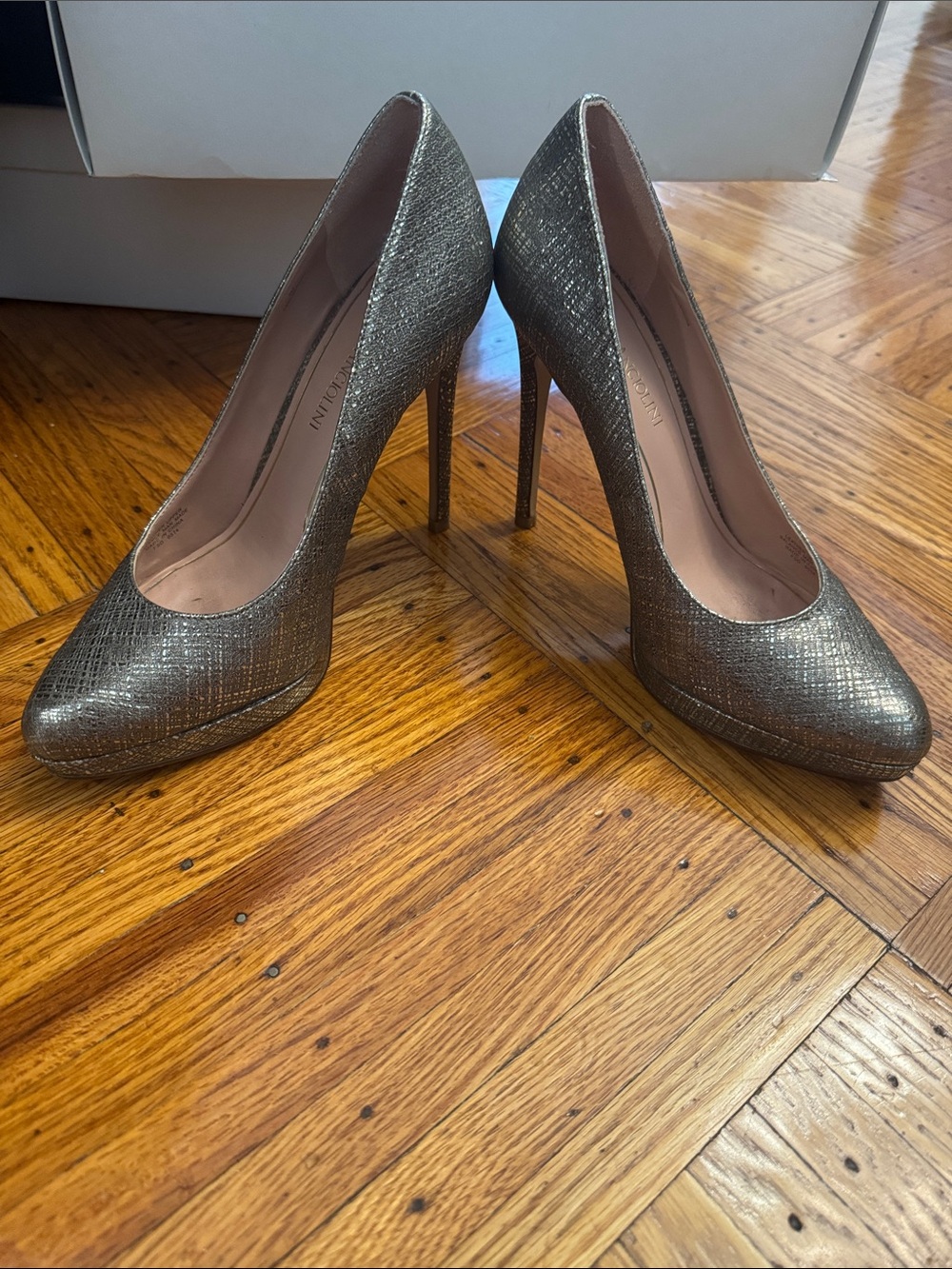 Enzo Angiolini Metallic Gold Textured High Heel Pumps